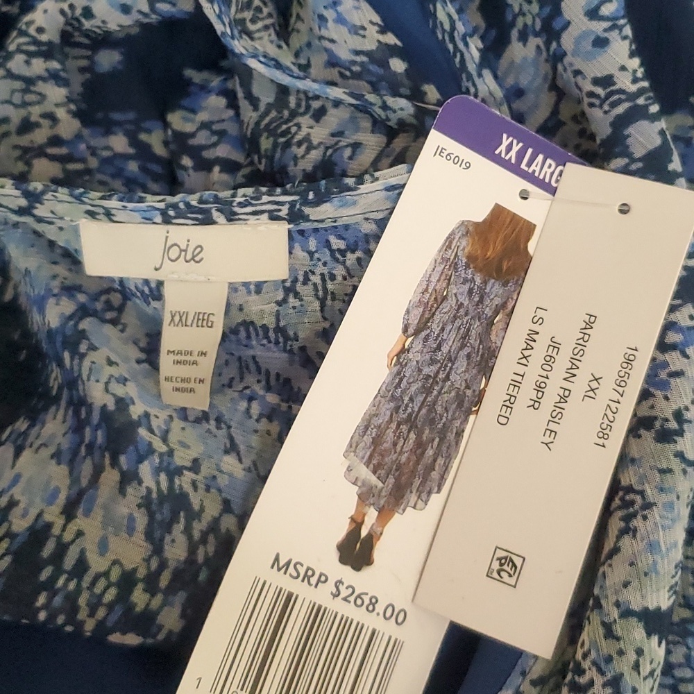 NWT Joie Parisian Paisley Printed Blue Boho Dress Size XXL - Picture 10 of 13